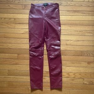 Bebe Dark Red Faux Leather Pants NWOT
